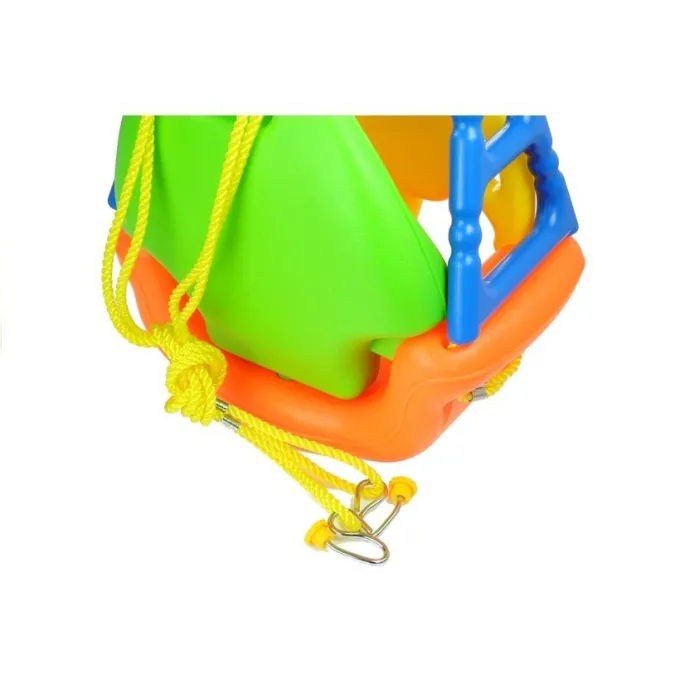 Huśtawka dla malucha z regulacją, barierką i oparciem