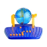 Pudełko gry Bingo Lotto z widoczną maszyną losującą i elementami