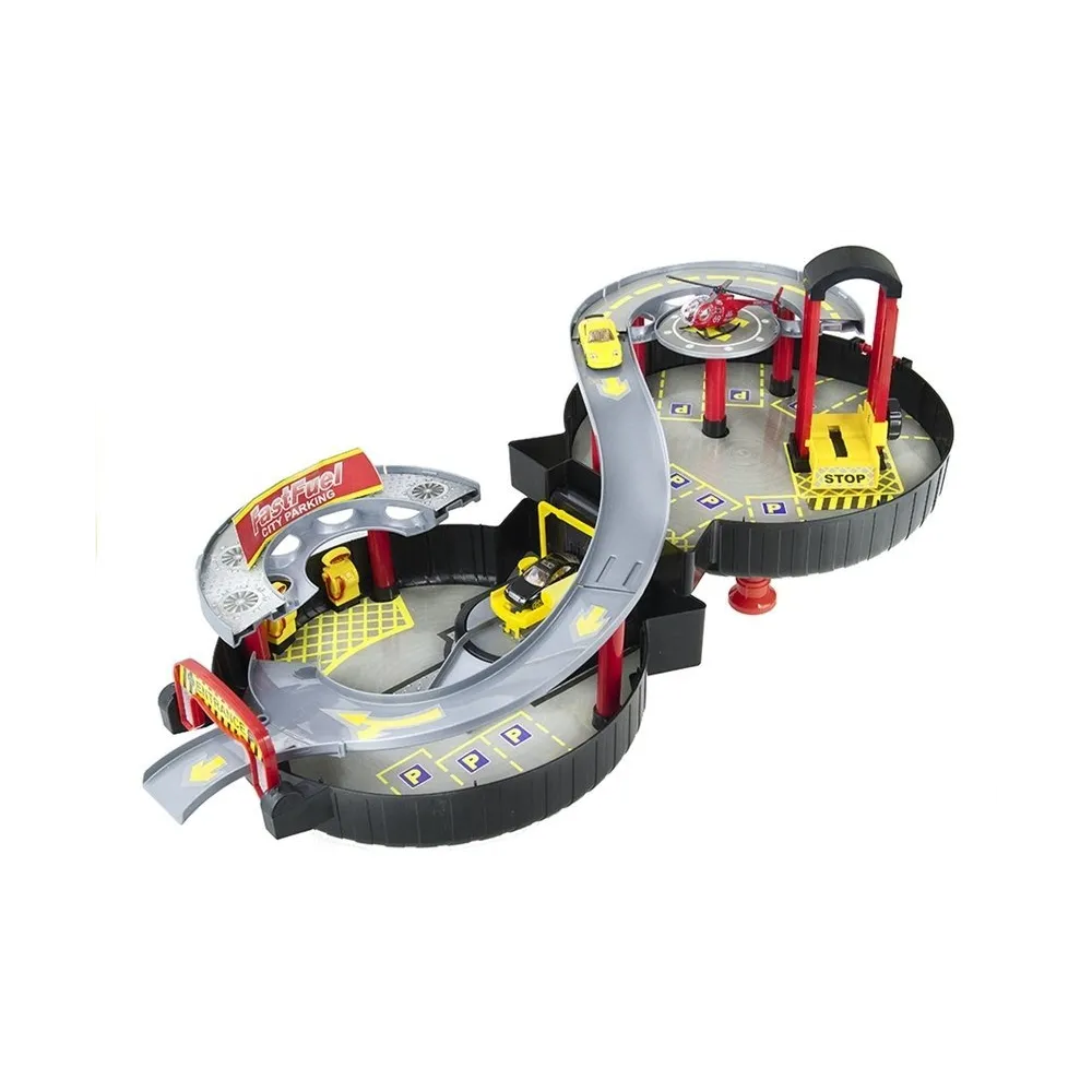 Zestaw garaż dla dzieci z autkami i helikopterem