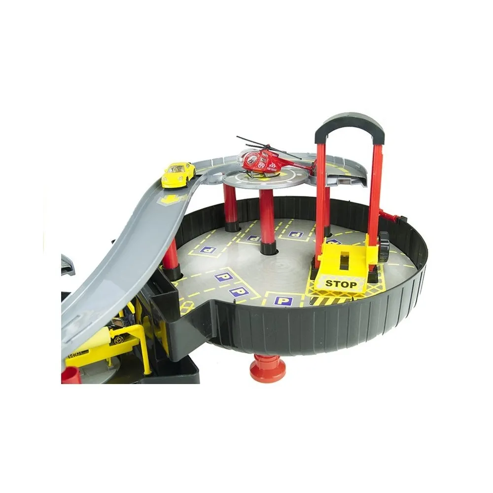 Przenośny garaż zabawkowy z motywem koła walizkowego