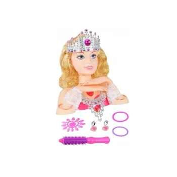 Lalka do nauki stylizacji z ozdobami, szczotką i wzornikami paznokci