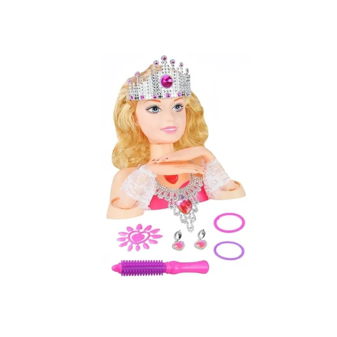 Lalka do nauki stylizacji z ozdobami, szczotką i wzornikami paznokci