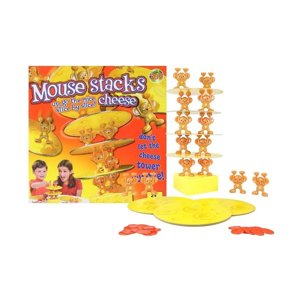 Gra zręcznościowa Serowa Wieża z uroczymi myszkami na stole