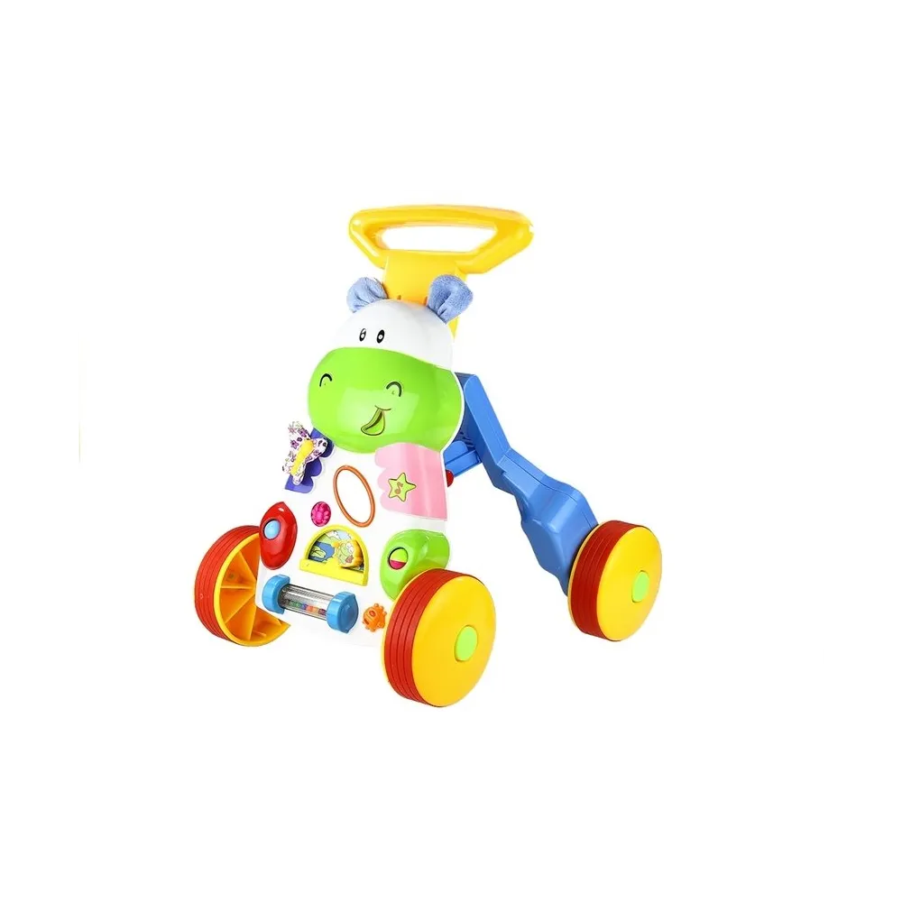 Chodzik w kształcie hipopotama z gumowymi kołami i lusterkiem na rączce