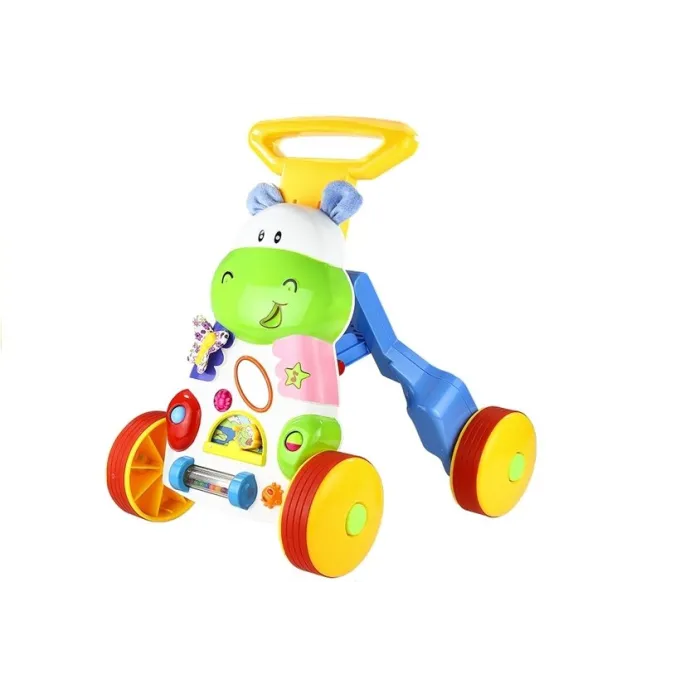 Chodzik w kształcie hipopotama z gumowymi kołami i lusterkiem na rączce