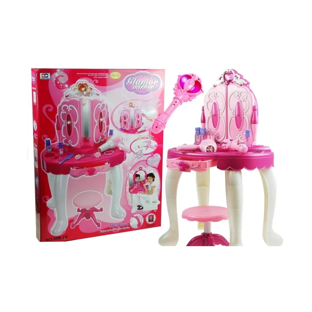 Bajkowa toaletka dla dzieci z różdżką i akcesoriami do zabawy