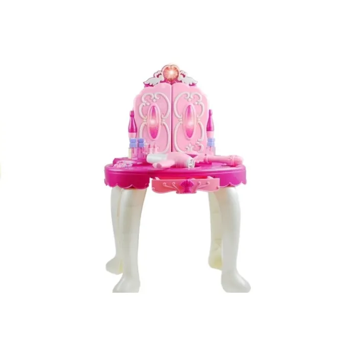 Ogromna różowa toaletka z lustrami, światłami i dźwiękami