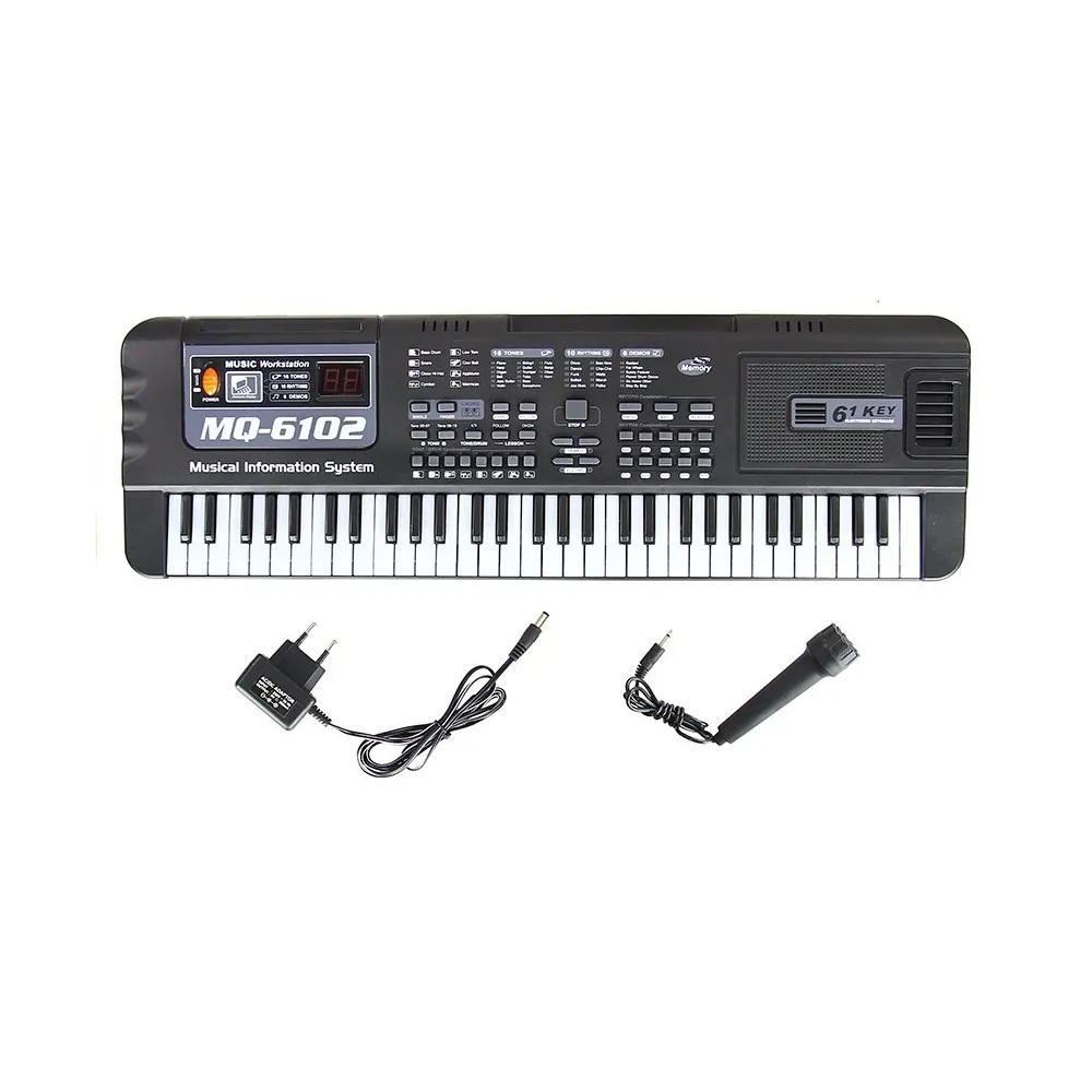 Bezpieczny keyboard dla początkujących muzyków, model MQ-6102 z mikrofonem