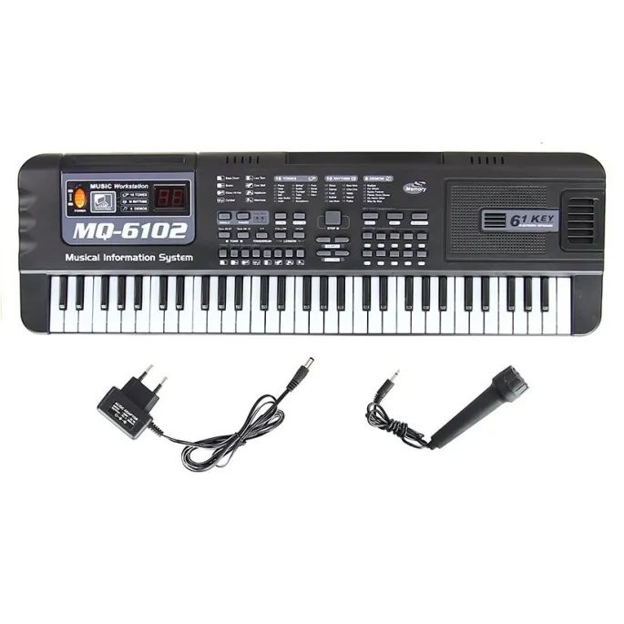 Bezpieczny keyboard dla początkujących muzyków, model MQ-6102 z mikrofonem