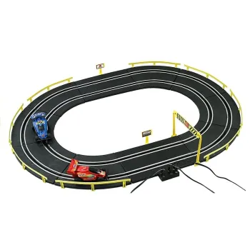 Tor wyścigowy o długości 184 cm z dwoma kolorowymi autkami i kontrolerami