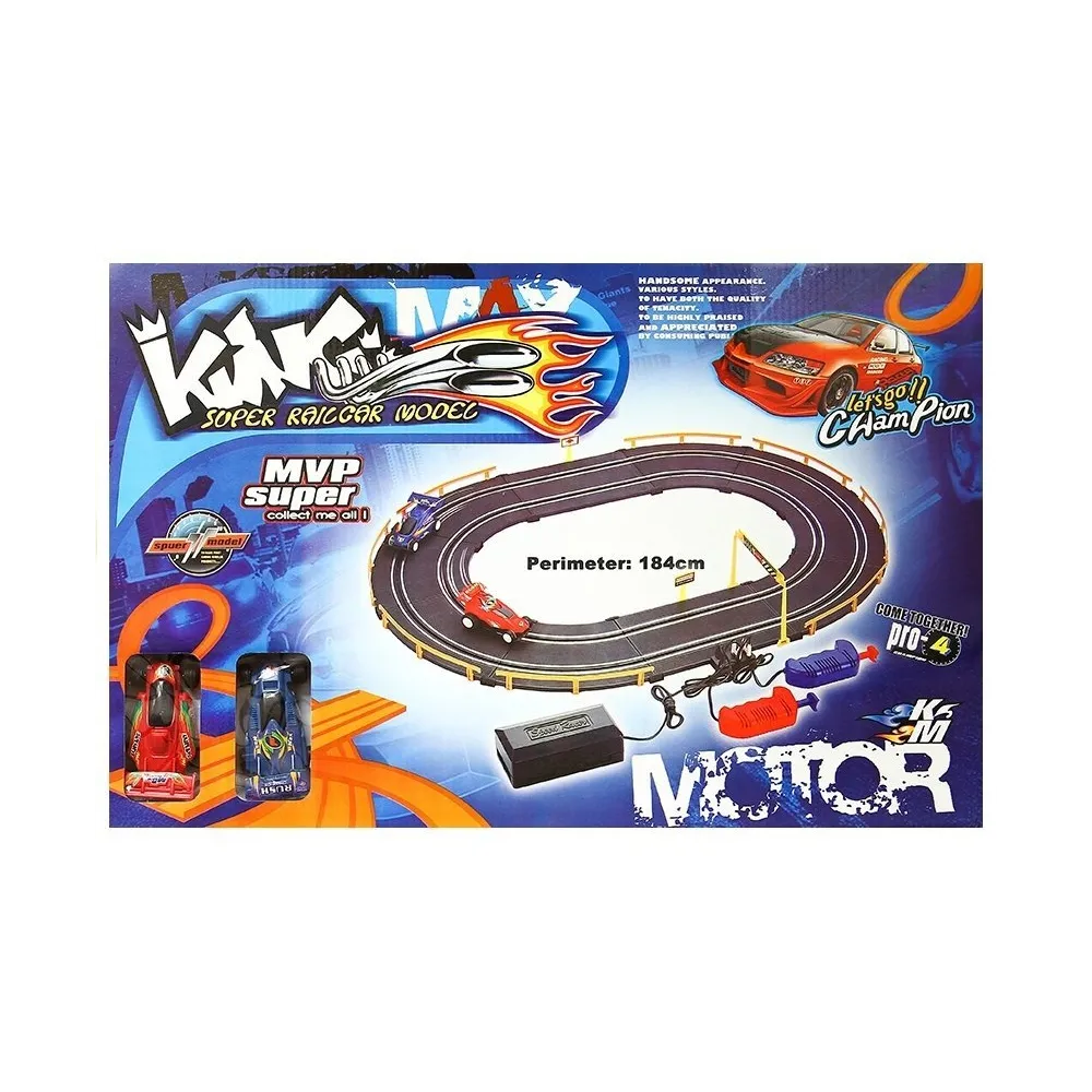 Elementy składowe toru samochodowego King na jasnym tle