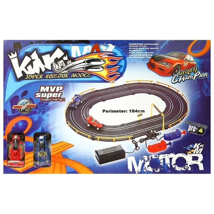 Elementy składowe toru samochodowego King na jasnym tle