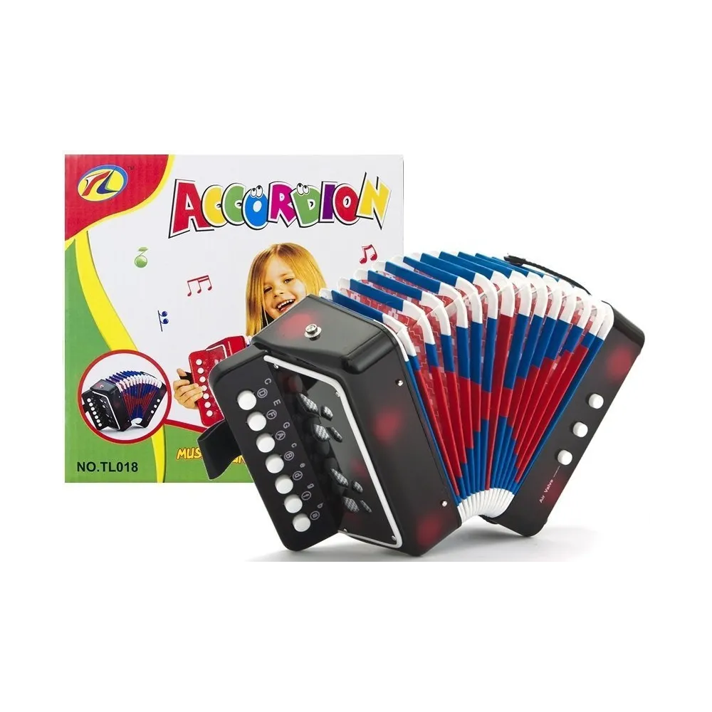 Czarny akordeon dla dzieci rozwijający słuch i motorykę malucha