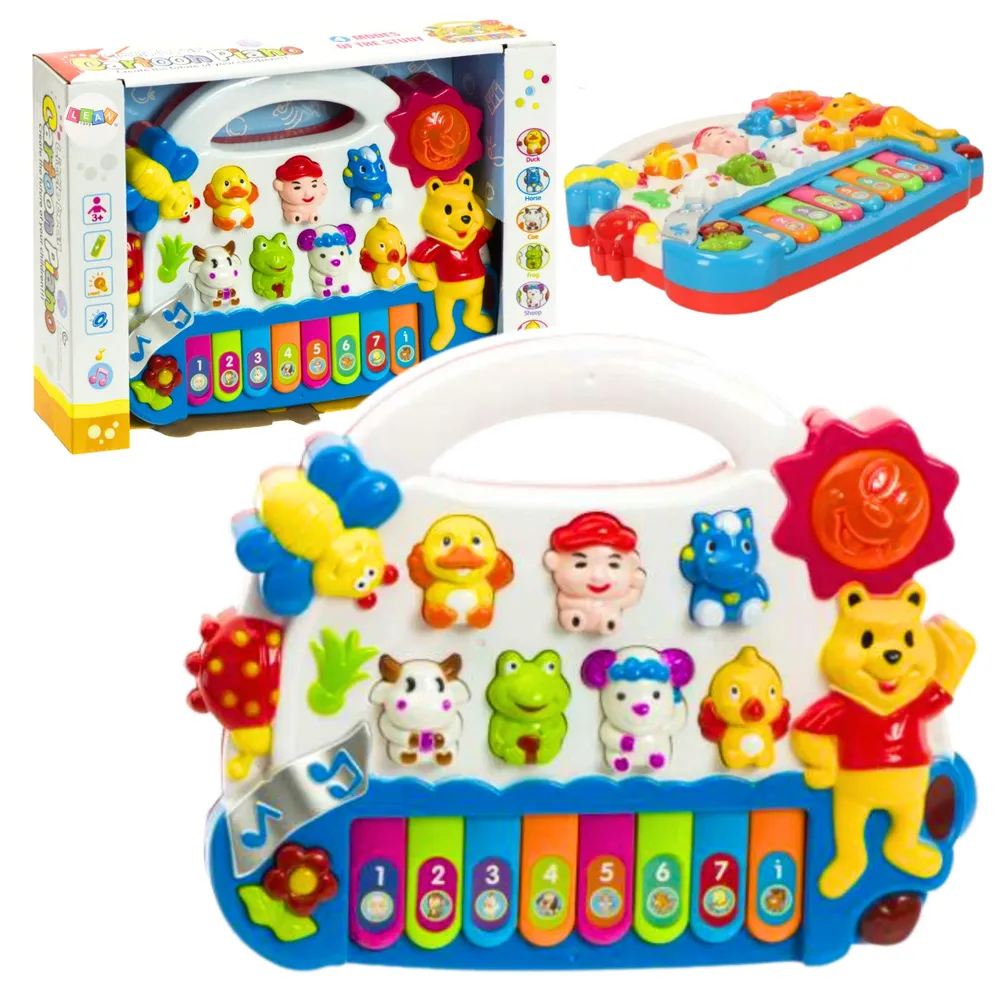 Kolorowe pianinko dla dzieci z odgłosami zwierząt na białym tle