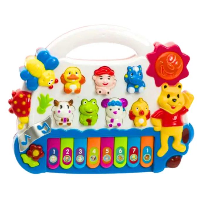 Interaktywne pianinko edukacyjne z klawiszami i świecącym słoneczkiem