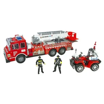 Zestaw akcesoriów strażackich: gaśnica, piła, toporek