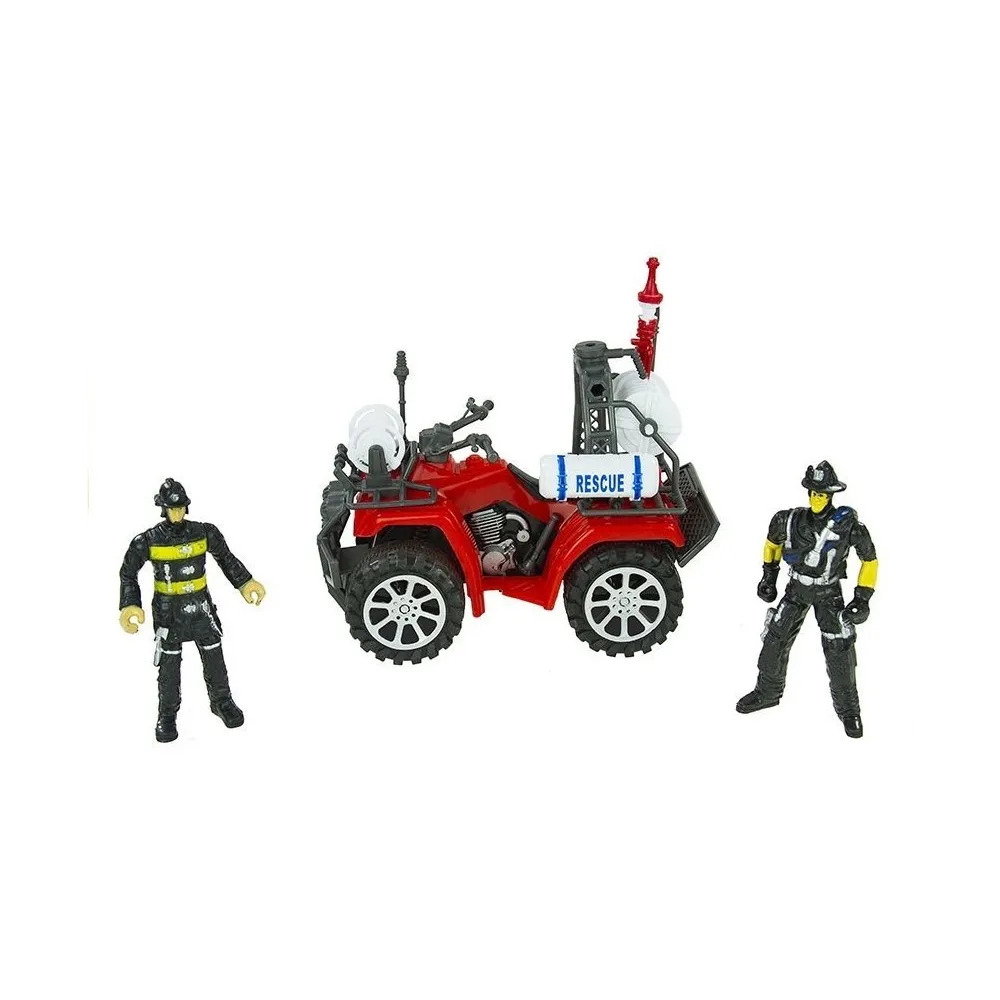 Dziecko bawiące się kompletem straż pożarna z kaskiem