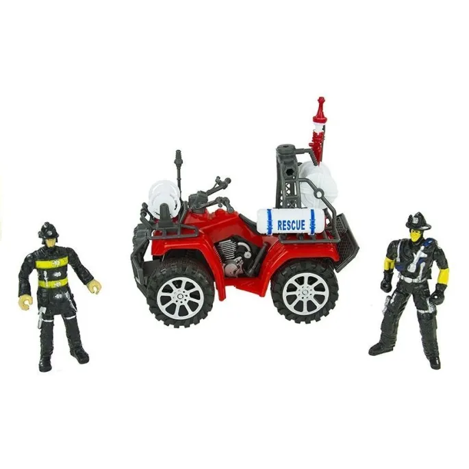 Dziecko bawiące się kompletem straż pożarna z kaskiem