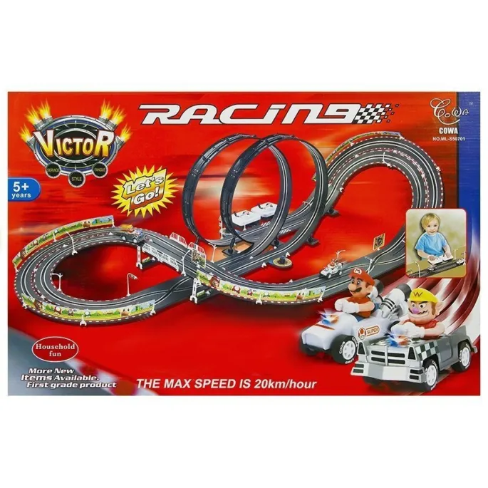 Zestaw wyścigowy dla dzieci z dwiema pętlami i licznikiem