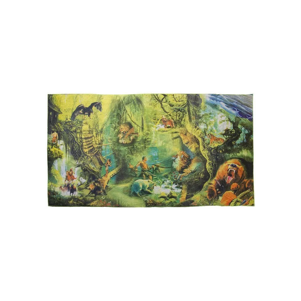 Kolorowa mata z motywem dżungli dla dzieci na podłogę 108 x 58 cm