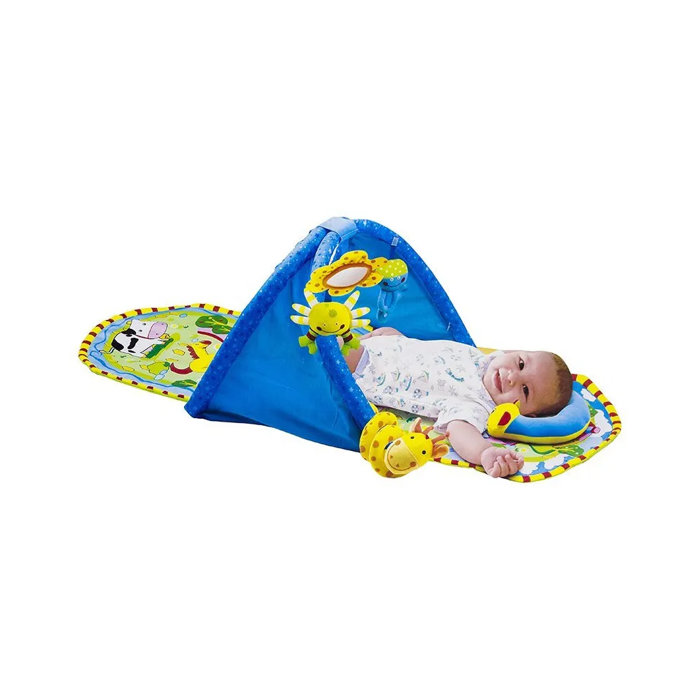 Dziecięca mata sensoryczna z tunelem, zwierzątkami i elementami do zabawy