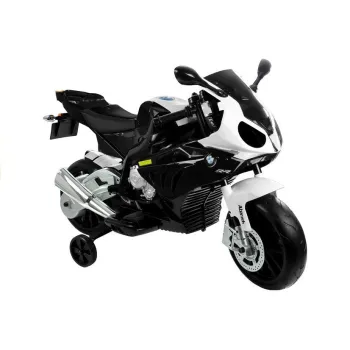 Czarny motor na akumulator BMW S1000RR dla dzieci na białym tle