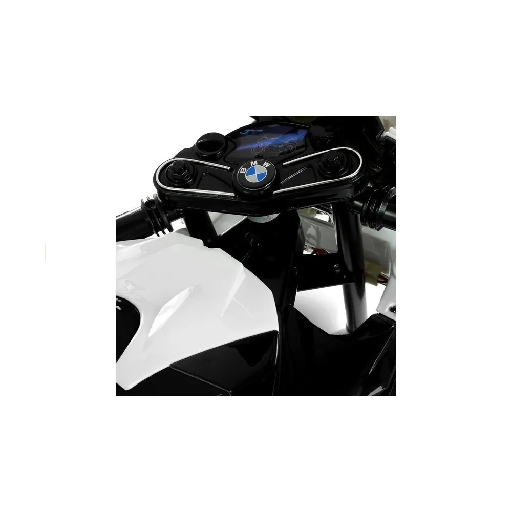 Czarny motocykl elektryczny dla dzieci BMW S1000RR podczas jazdy