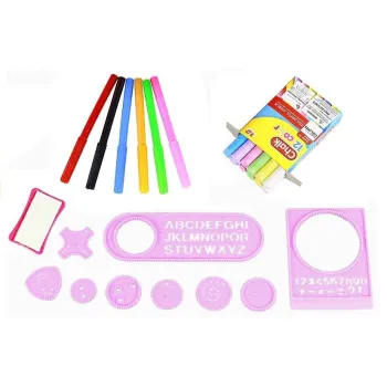 Tablica Na kredę Pisak + Pisaki Szblony 2w1