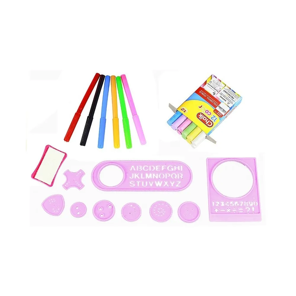 Tablica Na kredę Pisak + Pisaki Szblony 2w1