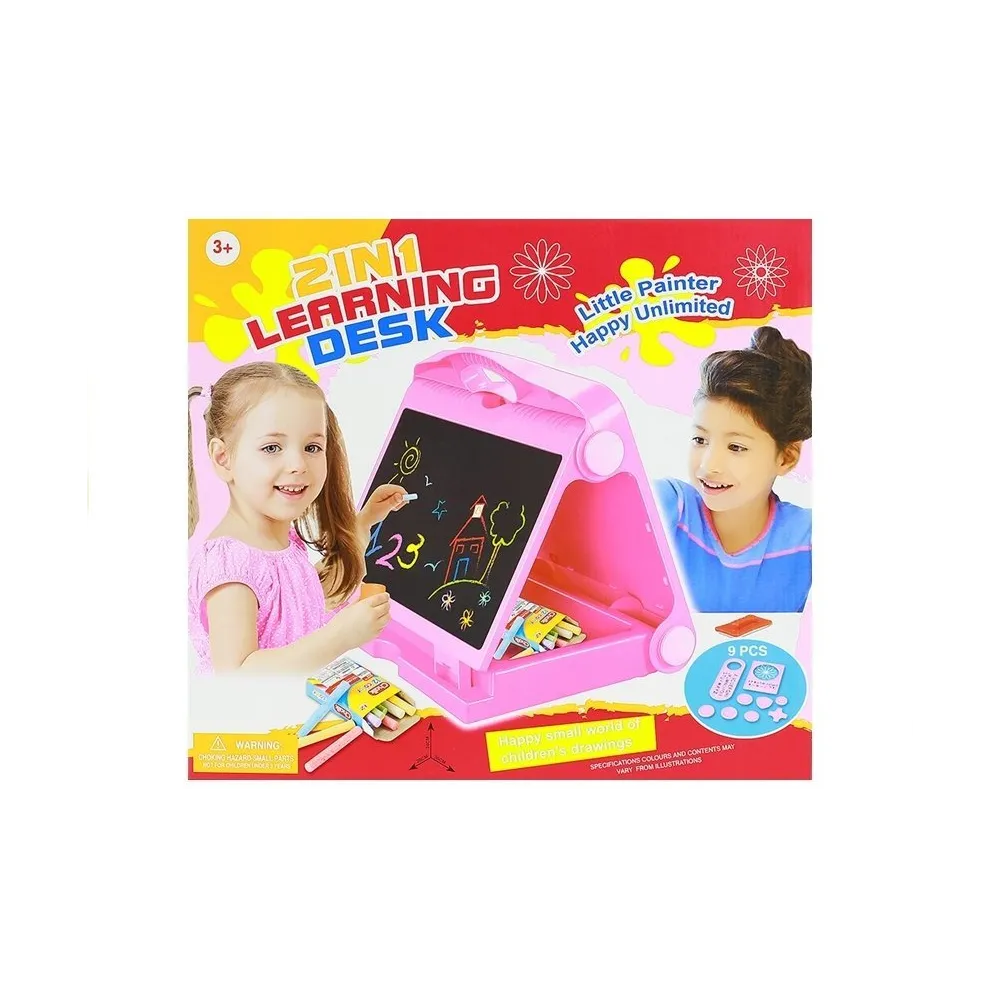 Tablica Na kredę Pisak + Pisaki Szblony 2w1