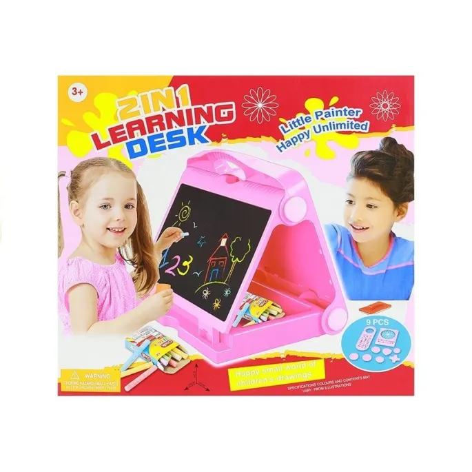 Tablica Na kredę Pisak + Pisaki Szblony 2w1