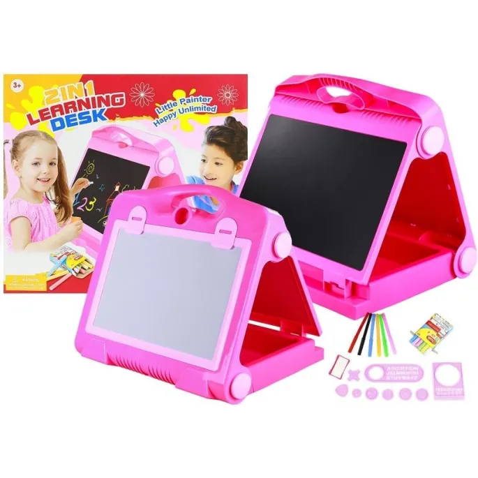 Tablica Na kredę Pisak + Pisaki Szblony 2w1