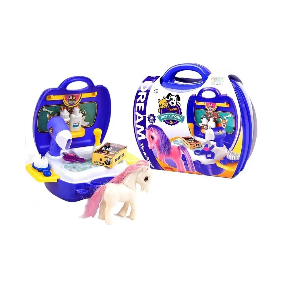 Kolorowy zestaw fryzjerski kucyk w walizce dla dzieci