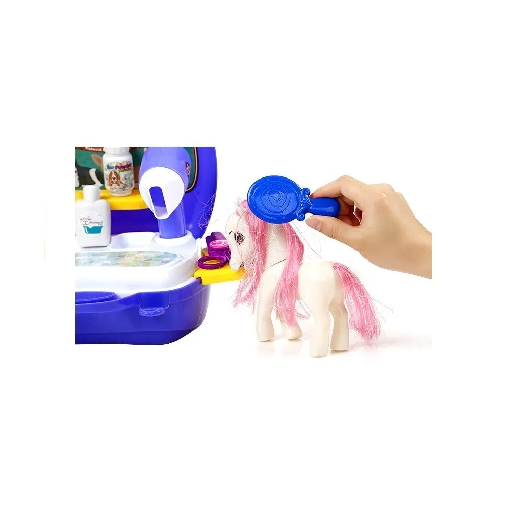 Walizka salon fryzjerski dla dzieci z pieskiem i akcesoriami