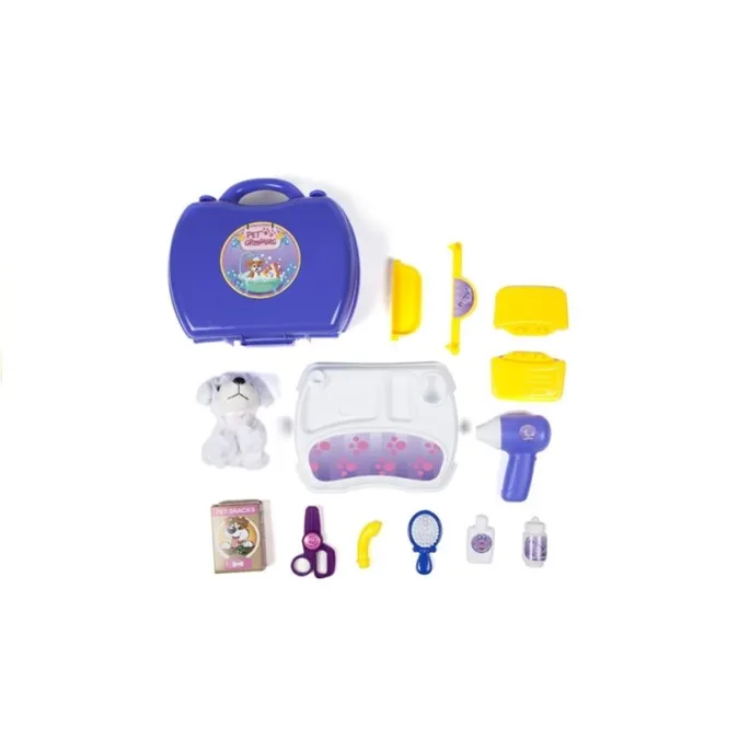 Zabawka edukacyjna do pielęgnacji pieska w przenośnej walizce