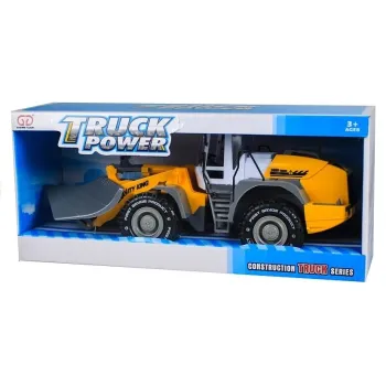 Kolorowy spychacz z plastiku idealny dla małych konstruktorów