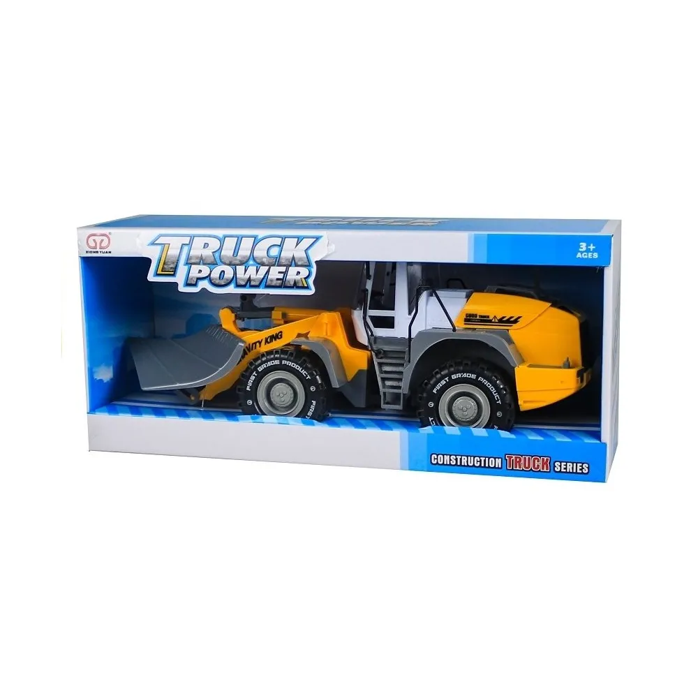 Kolorowy spychacz z plastiku idealny dla małych konstruktorów