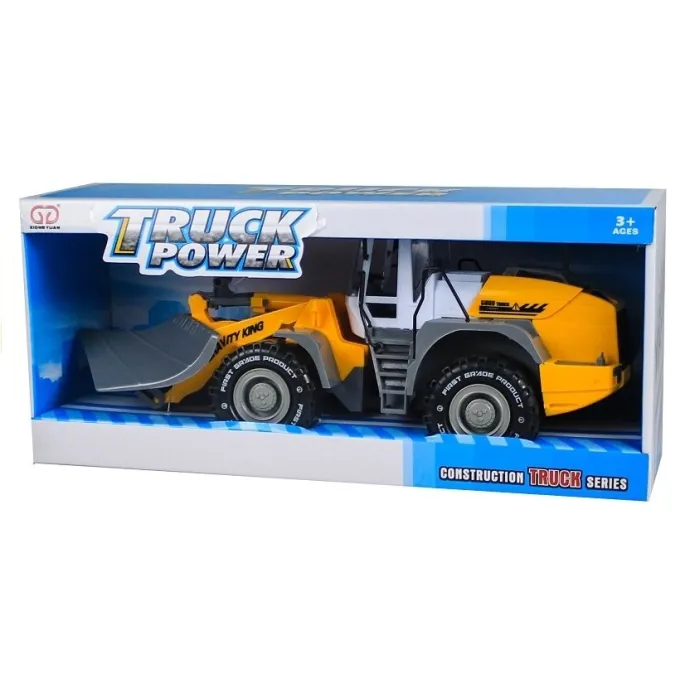 Kolorowy spychacz z plastiku idealny dla małych konstruktorów