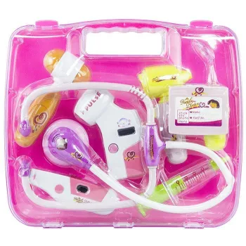 Zestaw Lekarski W Walizce Różowy Stetoskop Lekarz