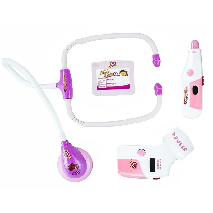 Zestaw Lekarski W Walizce Różowy Stetoskop Lekarz