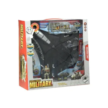 samolot myśliwski z figurkami żołnierzy oraz spadochronem