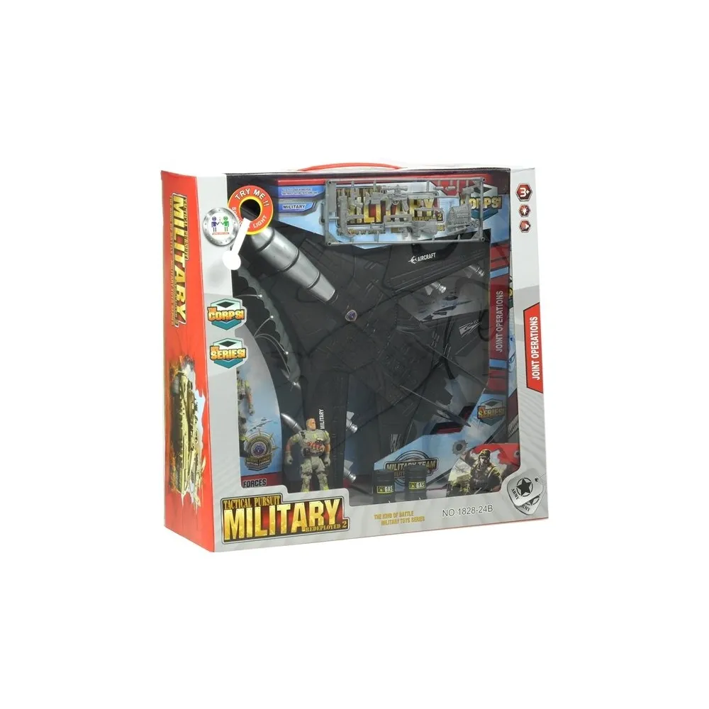 samolot myśliwski z figurkami żołnierzy oraz spadochronem