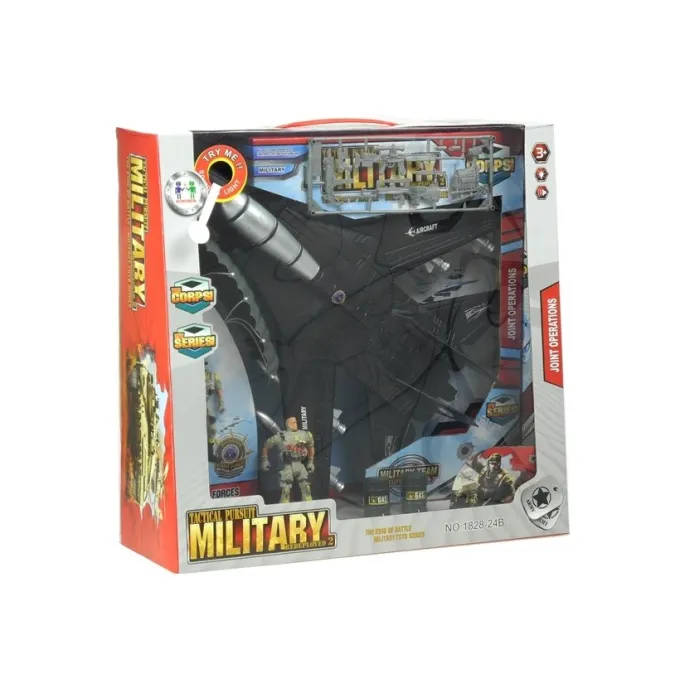 samolot myśliwski z figurkami żołnierzy oraz spadochronem