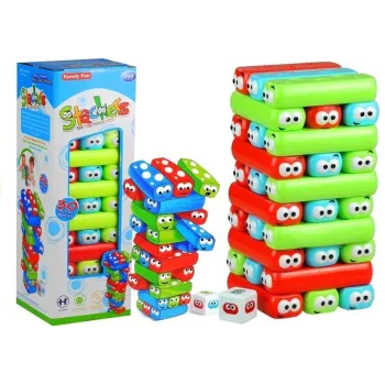 Kolorowa wieża z klocków robaków gotowa do rozpoczęcia gry