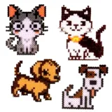 Przykładowa mozaika psa ułożona z koralików na podkładce