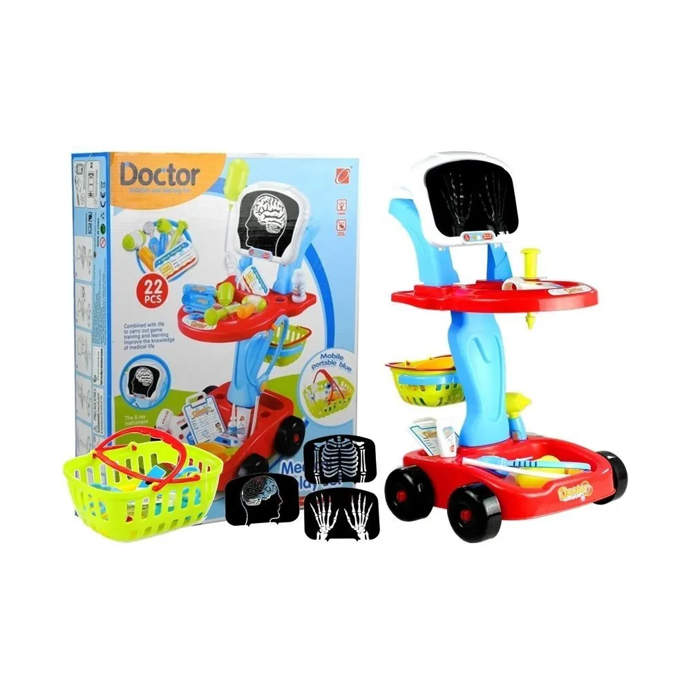 Wózek lekarski dla dzieci z akcesoriami 22 elementy do zabawy