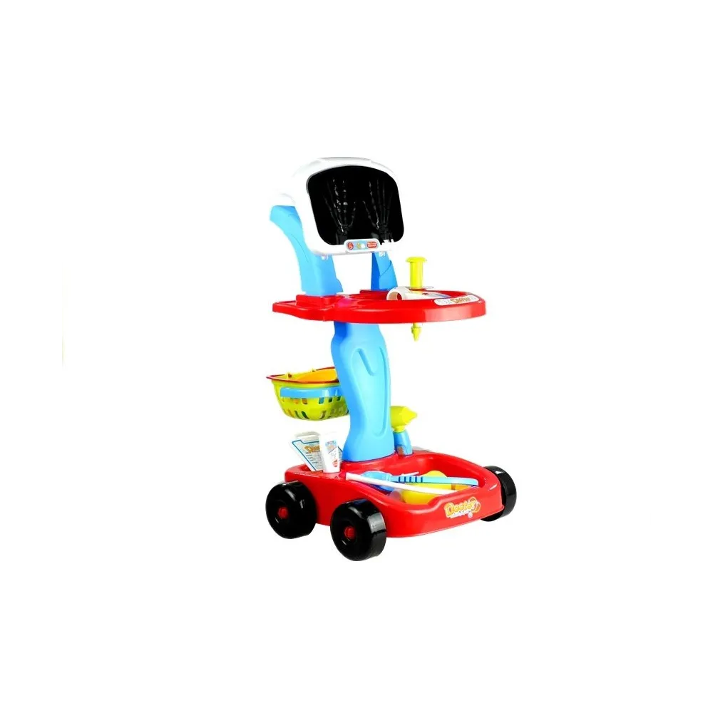 Zestaw lekarski na kółkach z półkami i rączką dla dzieci