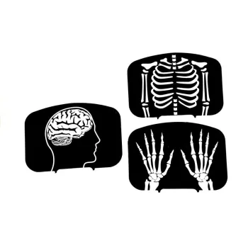 Medyczny wózek zabawkowy z nożyczkami, skalpelem i stetoskopem