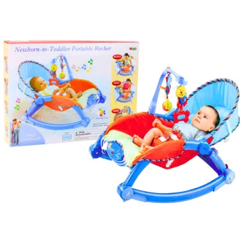Bujaczek leżak dla niemowląt z kolorowym pałąkiem i zabawkami