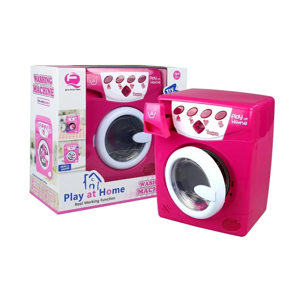 Pralka zabawkowa w kolorze różowym z efektami dźwiękowymi dla dzieci